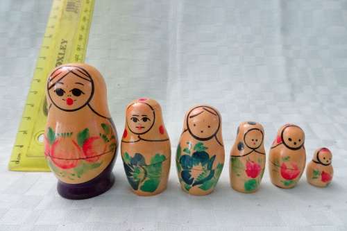 Set of Small Russian Babushka Dolls - 7 cm and down