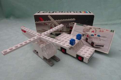 Vintage Legoland 653 Helicopter and Ambulance complete and in box - Made in Denmark