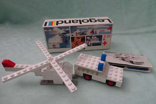 Vintage Legoland 653 Helicopter and Ambulance complete and in box - Made in Denmark