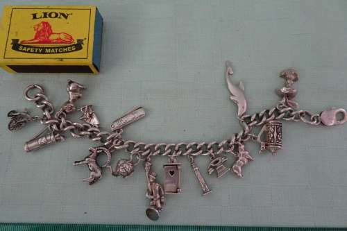 Stunning Bulky 925 Sterling Silver Bracelet with 15 Stunning Silver Lucky Charms - 78.2 grams