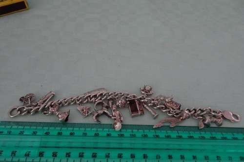 Stunning Bulky 925 Sterling Silver Bracelet with 15 Stunning Silver Lucky Charms - 78.2 grams