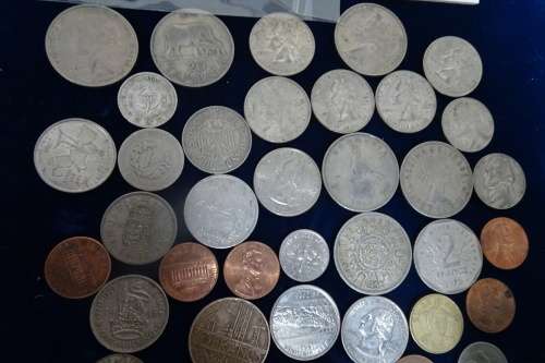 Lot of International Coins and a 1946 Petrol Ration Coupon(Some coins are Silver)