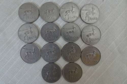 Set Of 14 Republic Of South Africa One Rand Coins From 1977 - 1990