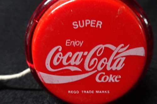 Vintage Super Coca-Cola Yo-Yo. "Coca-Cola" Written in Cursive.