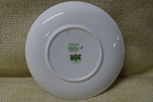 Shelley Sheraton Green Floral Demitasse Bone China Cup, Saucer and Small Cake Plate #13290