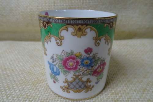 Shelley Sheraton Green Floral Demitasse Bone China Cup, Saucer and Small Cake Plate #13290