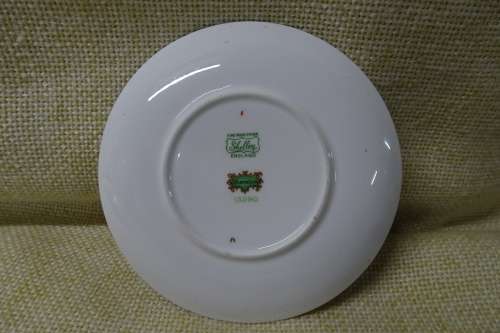 Shelley Sheraton Green Floral Demitasse Bone China Cup, Saucer and Small Cake Plate #13290