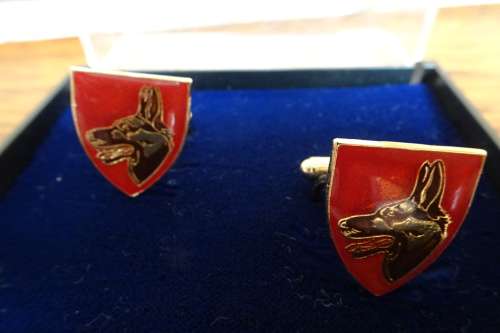 Lovely Set of Boxed Dog Centre 12 South African Infantry Battalion (12 SAI) Cufflinks
