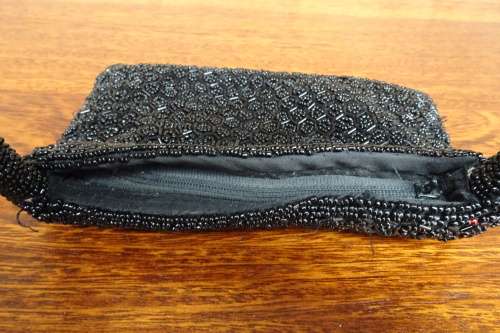 Lot of Two Vintage Black Beaded Rectangle Bags - One Small and One Medium Size