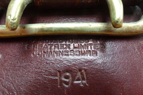 Stunning Vintage South African Defence Force Officers Sam Browne Belt and Cross-Strap Stamped 1941
