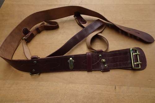 Stunning Vintage South African Defence Force Officers Sam Browne Belt and Cross-Strap Stamped 1941
