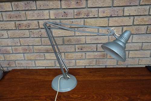 Vintage Grey Metal Luxo Lamp L-1. Industrial, Mid Century, Modern. In Working Order.