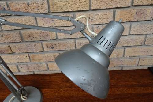 Vintage Grey Metal Luxo Lamp L-1. Industrial, Mid Century, Modern. In Working Order.