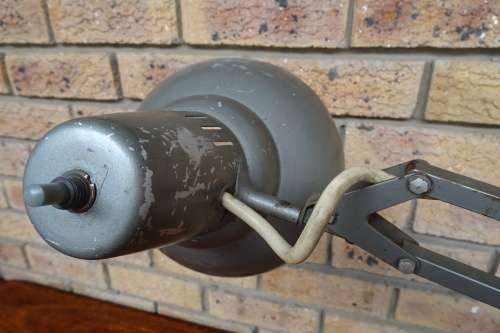 Vintage Grey Metal Luxo Lamp L-1. Industrial, Mid Century, Modern. In Working Order.