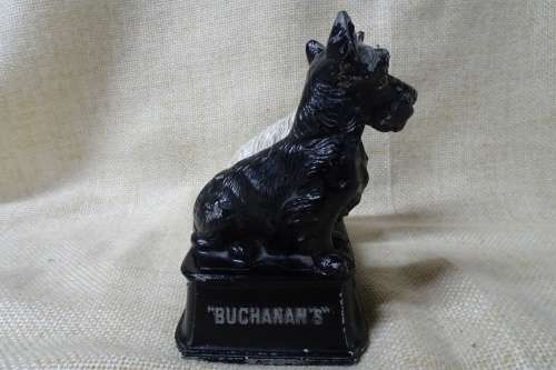 Vintage Metal Buchanan's Black and White Whiskey Terrier Dogs Advertising Display/Bar Accessory