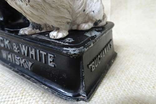 Vintage Metal Buchanan's Black and White Whiskey Terrier Dogs Advertising Display/Bar Accessory