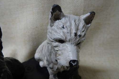 Vintage Metal Buchanan's Black and White Whiskey Terrier Dogs Advertising Display/Bar Accessory