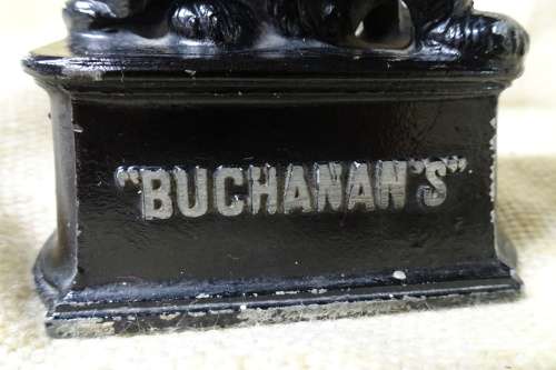 Vintage Metal Buchanan's Black and White Whiskey Terrier Dogs Advertising Display/Bar Accessory