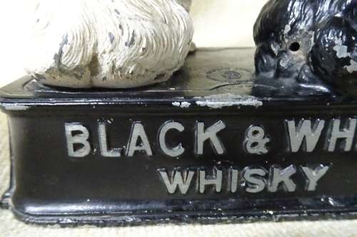 Vintage Metal Buchanan's Black and White Whiskey Terrier Dogs Advertising Display/Bar Accessory