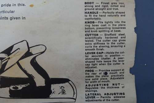An Awesome Vintage Stanley No. 4 Wood Hand Plan With Wooden Front Handle and Instructions