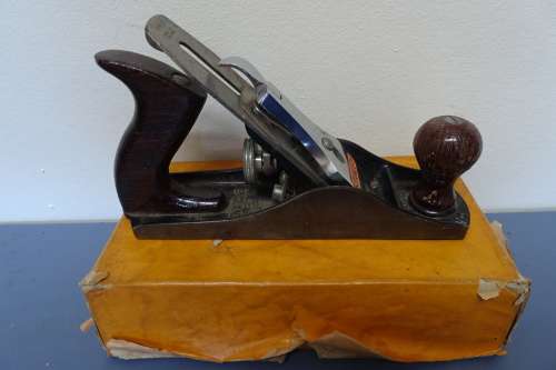 An Awesome Vintage Stanley No. 4 Wood Hand Plan With Wooden Front Handle and Instructions