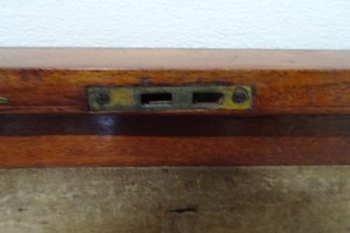Awesome Antique Mahogany Writing Box Inlaid With Brass Detailing. With Key. Lid Has Crack.