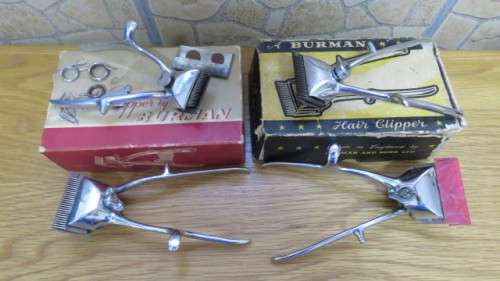 A Lot of Two Rare Vintage Burman and Son Ltd Hair Clipper Sets. Made in England.