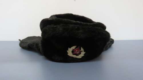 Awesome Vintage Russian Soviet Army KGB Military Cossack Faux Fur Hat With Ear Flaps Size 59