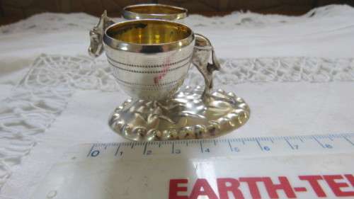 Gorgeous Antique Hallmarked 800 Silver Figural Donkey Double Salt Cellar 49.9g