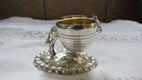 Gorgeous Antique Hallmarked 800 Silver Figural Donkey Double Salt Cellar 49.9g