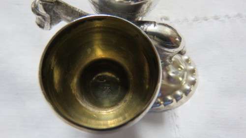 Gorgeous Antique Hallmarked 800 Silver Figural Donkey Double Salt Cellar 49.9g