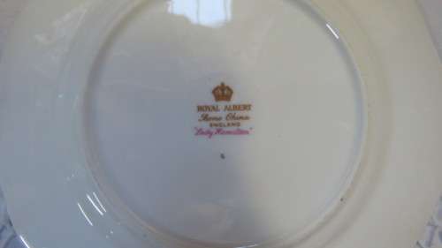 Stunning Royal Albert Bone China `Lady Hamilton` Tea Cup, Saucer and Cake Plate Trio.