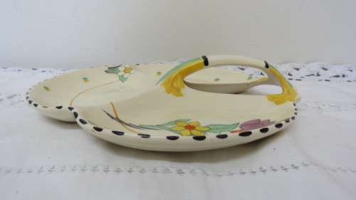 Lovely Vintage Art Deco Burleigh Ware `Fragrance` Pattern Three Section Dish With Handle