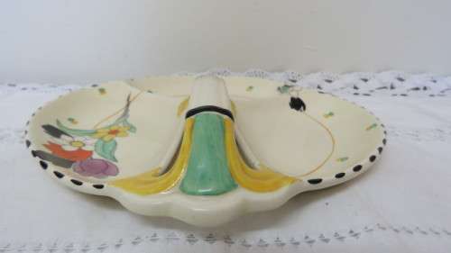Lovely Vintage Art Deco Burleigh Ware `Fragrance` Pattern Three Section Dish With Handle
