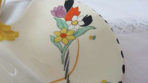 Lovely Vintage Art Deco Burleigh Ware `Fragrance` Pattern Three Section Dish With Handle