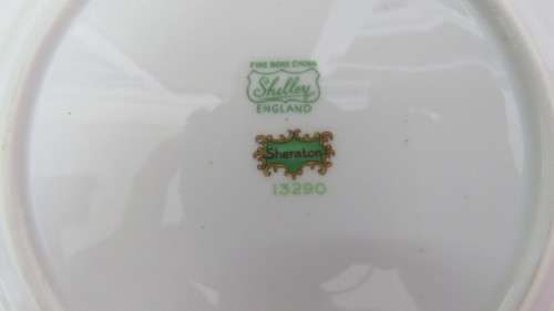 Pretty Vintage Shelly Fine Bone China Teacup, Saucer, Small Cake Plate #13290. Made in England.