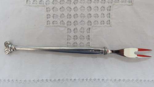 Awesome Vintage Carrol Boyes (1954-2019) `Aries` Pickle Fork. Pewter Handle. L: 20cm