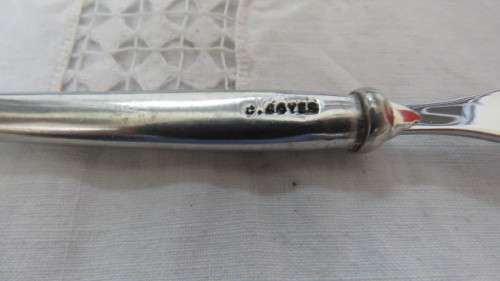 Awesome Vintage Carrol Boyes (1954-2019) `Aries` Pickle Fork. Pewter Handle. L: 20cm
