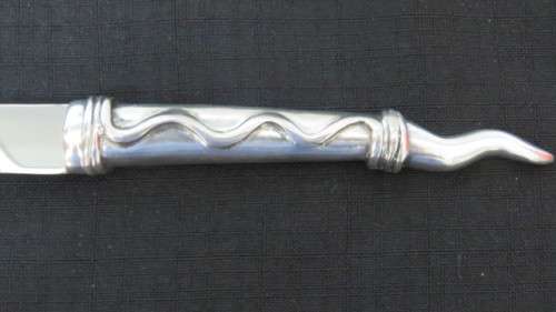 Superb Vintage Carrol Boyes (1954-2019) S. Africa `Wave` Cheese Knife. Pewter Handle. L: 22,5cm