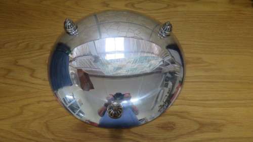 Stunning Footed Large Round Aluminium Bowl/Dish Diameter 33cm Height 5,5 cm