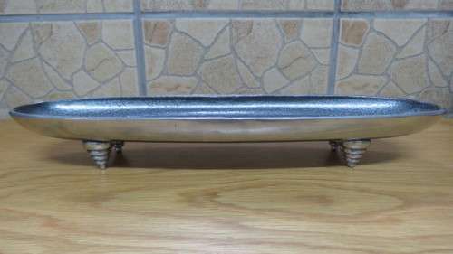 Gorgeous Footed Long Narrow Oval Aluminium Entree/Nut Bowl 40 x 11cm H: 6cm