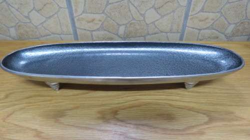 Gorgeous Footed Long Narrow Oval Aluminium Entree/Nut Bowl 40 x 11cm H: 6cm