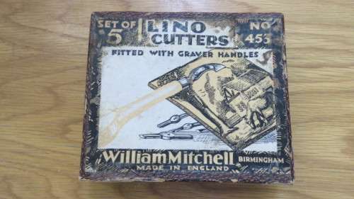Awesome Set of Five Lino Cutters by William Mitchell Birmingham No.453 in Original Box.