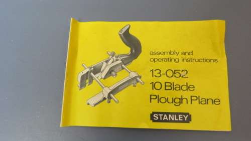 Stanley 13-052 10 Blade Plough Plane With Parts (No Blades) and Assembley and Operating Instructions