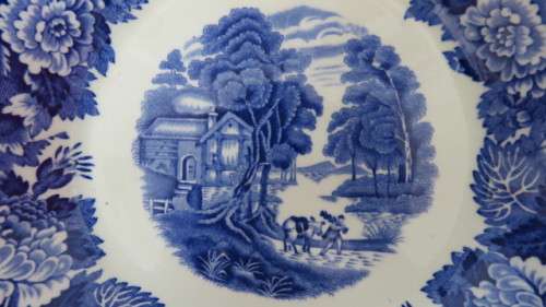 Vintage Enoch Woods Blue and White English Scenery Woods Ware Bowl