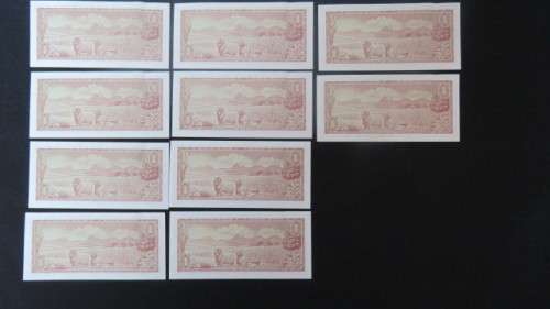 Ten RSA One Rand Notes. TW de Jongh.Serial Numbers in Sequence. Mint Condition. BIDDING PER NOTE.
