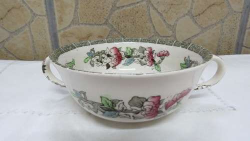 Pretty Vintage Ceramic Indian Tree Pattern Two Handled Soup Coupe. No Plate. Made in England
