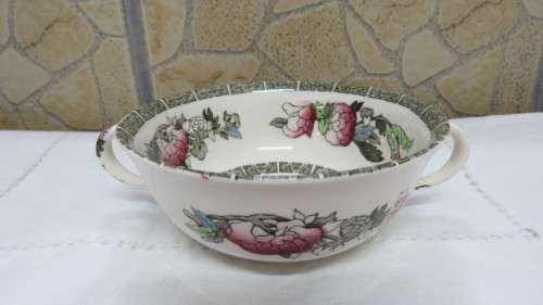 Pretty Vintage Ceramic Indian Tree Pattern Two Handled Soup Coupe. No Plate. Made in England