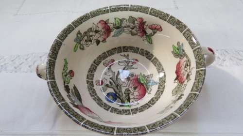 Pretty Vintage Ceramic Indian Tree Pattern Two Handled Soup Coupe. No Plate. Made in England