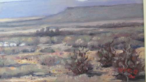 Lovely Framed Original Acrylic on Canvas Painting Karoo Landscape With Sheep/ Windmill. Signed Nico